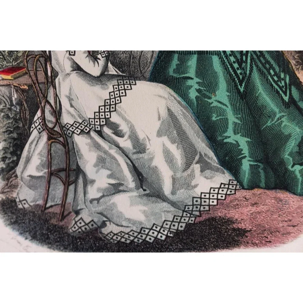 Antique French Fashion Plate Lot of 5, La Mode Illustrée 1870s, Anaïs Toudouze